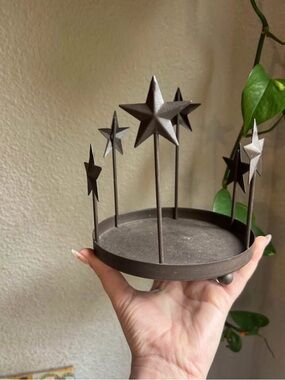 Metal Star Decorative Candle Holder - Rustic Brown